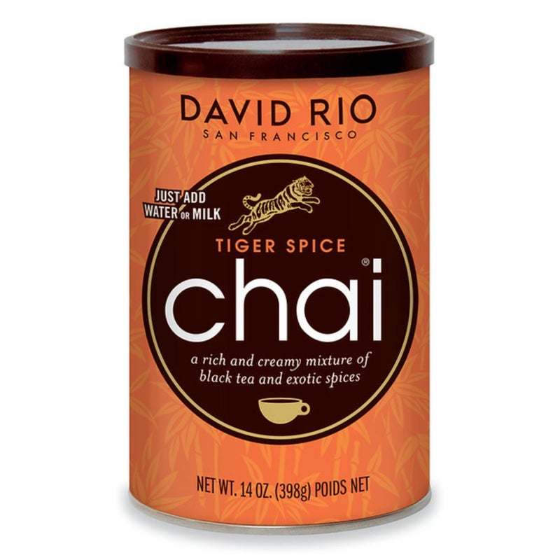 David Rio Tiger Spice Chai Tea Latte Mix, 14 Oz, Black Tea, Organic Spices, Dairy Free, Serve Hot or Cold, Just Add Water or Milk, 14 Servings - Image 1